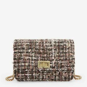 New- No Tag! Multicolor Tweed Box Bag With Chain Strap